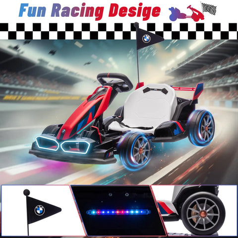 BMW Licensed Drift Electric Go Kart For Kids With Dual Motors And Adjustable Seat LED Lights Drift Mode in action