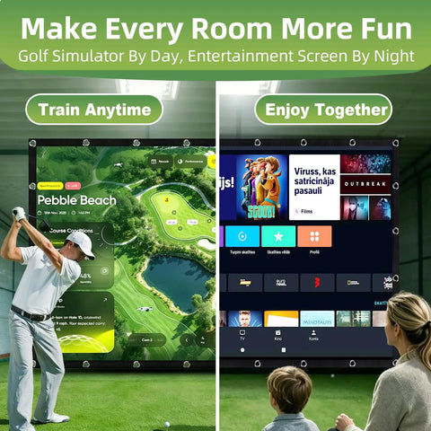 10x10 Ft Golf Simulator Impact Screen With Heavy Duty Hitting Border Pro Grade 600D Reinforced Edge 22 Grommets And Bungee Cords