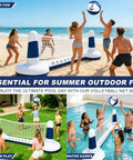 Inflatable Pool Volleyball Set With Yacht Theme Court, 9 Inch Volleyball, Weighted Water Bags, and Easy Setup on beach and pool.