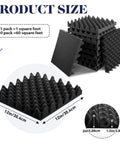 Tight 60 Pack Acoustic Foam Panels Hella Thick Sound Proof Wall Padding 12 X 12 X 2 Inches High Density Noise Dampening Tiles display showing product size and dimensions.
