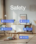 Child playing in living room with Clear Corner Protectors For Furniture 12 Pack Super Easy Install Edge Safety Bumpers.