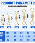 Heavy Duty Barrel Swivels With Solid Ring And Line Connector Copper And Stainless Steel Black Nickel Coat Rolling Ball Bearing 100 Piece Pack 35 To 105 Lb Test Ideal For Bass And Freshwater Fishing, size chart