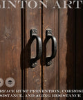 Heavy Duty Cast Iron Door Pull Handles Set Of 2 In Black Antique Finish for wooden barn doors