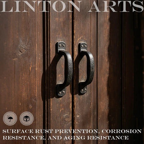 Heavy Duty Cast Iron Door Pull Handles Set Of 2 In Black Antique Finish for wooden barn doors