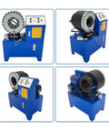 IntsuPimai 4Kw Electric Hydraulic Hose Crimper With 14 Dies For 0 2 To 4 Inch Tube Swaging Dual Control Heavy Duty Pipe Machine 3 Phase 220V Industrial Grade Rubber Hose Fitter, front view of machine.