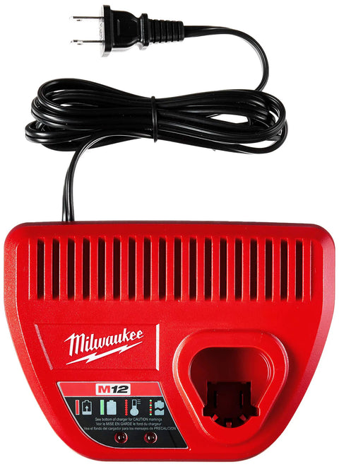 M12 12 Volt Battery Charger With LED Indicator, Quick 30 Minute Charge, 48-59-2401 OEM Tool Charger on white background