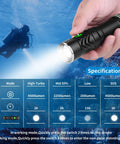 Hand holding Beast 4000 Lumen Scuba Dive Light With 4 Degree Narrow Beam IP68 Waterproof Underwater Torch for night dives
