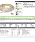 LED Flexible Strip Light 24V 24W IP65 196.85 Inch Warm White With Self Adhesive Backing Product Features and Specifications