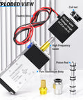 Exploded view of 24V DC 2-Position 5-Way Solenoid Valve Heavy-Duty Pilot-Operated Electric with labeled parts and wiring