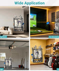 Two Bag Golf Bag Organizer Wall Mount Or Freestanding With Four Club Racks Ten Hooks And Storage Shelf in various settings
