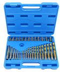35 Piece Helical Screw Puller Kit With Left Hand Drill Bits And Multi Spline Pullers in blue case