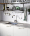 Modern kitchen featuring cabinets with 10 Pack 5 Inch Cabinet Pulls In Brushed Nickel Stainless Steel For Kitchen Cabinets And Drawers