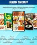 Slick 27 Inch Digital Kiosk And Real Deal Advertising Media Player Offering Cloud Managed Business Signage For Retail Stores displaying daily menus.
