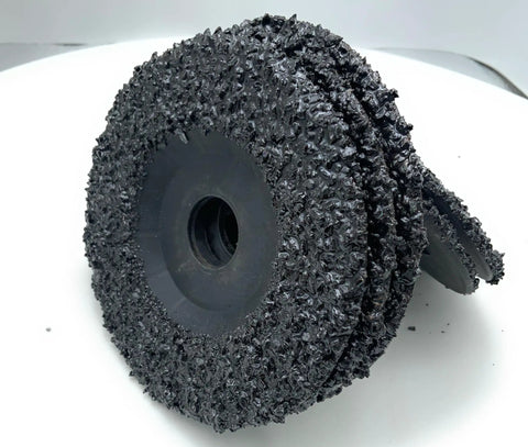 5 Pack SiC Plastic Back Grinding Wheel 4.5 Inch 8 Grit For Granite Marble Concrete And Glass Dry Cutting No Backing Pad Needed Longer Life And Faster Grinding displayed in a stack