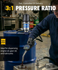 Heavy Duty Pneumatic Oil Pump Transfers 11.9 GPM Fast With Rust Resistant Stainless Steel And Icing Free Air Motor, dispensing oil.