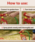 Instructions for using RTS Insect Killer Hose End Sprayer 32 Ounce with garden hose connection and spray feature.