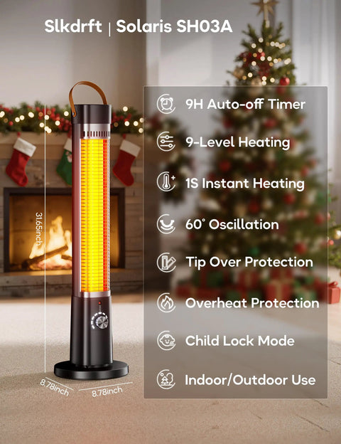 Cozy Up Your Patio With This 1500W Infrared Outdoor Heater With Remote 60 Degree Oscillation 9 Heat Levels 9 Hour Timer