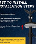 Installation steps for All In One 5 Foot Flag Pole Kit For Outdoor Home Use With American Flag And Solar Light, showing top view.