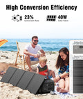 Portable Solar Generator 300W Peak Power Station With 260Wh Battery And 40W Solar Panel Included on beach with family