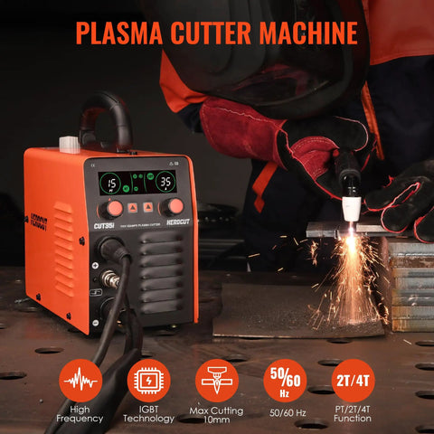 35 Amp Plasma Cutter CUT35i 110V HF IGBT Inverter Technology Plasma Cutting Machine With PT-31 Torch in action cutting metal
