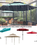 Black Patio Umbrella Mosquito Net With Double Zipper Door And Durable Polyester Mesh Screen Universal Fit For Outdoor Umbrellas