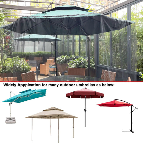 Black Patio Umbrella Mosquito Net With Double Zipper Door And Durable Polyester Mesh Screen Universal Fit For Outdoor Umbrellas