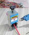 Manual Wire Stripping Machine With Dual Blades, Lightning Fast 50 Feet Per Minute Copper Wire Stripper in use with drill