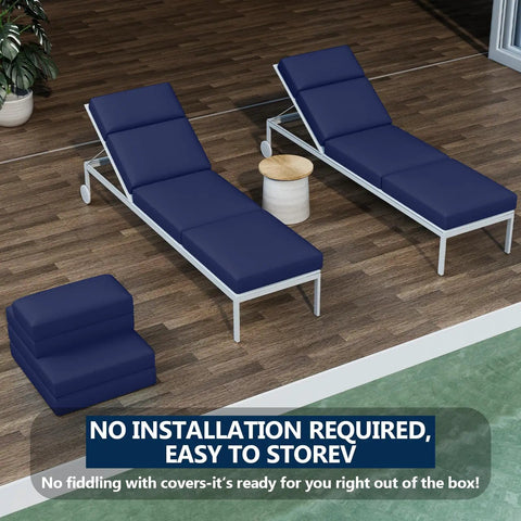 Two Pack Chaise Lounge Cushions Outdoor 72 By 21 By 4 Inches Waterproof Fade Resistant Thick Foam on patio furniture