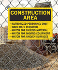 Construction Zone Warning Sign 10 By 14 Inches Heavy Duty Aluminum Plate for outdoor site safety with pre-drilled holes.