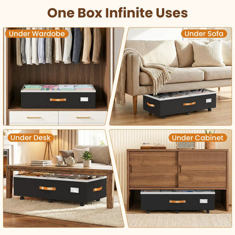 Adjustable Under Bed Storage Bins With Smooth Rollers Rolling Closet Organizers For Clothes And Shoes Flexible Height Expands To Fit All Frames Glides Under Beds Easy To Keep Your Room Lookin Clean
