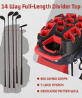 Fourteen Way Golf Cart Bag With T Lock Top And Full Length Dividers USA Flag Mens Premium Cart Golf Bag With T-Lock system