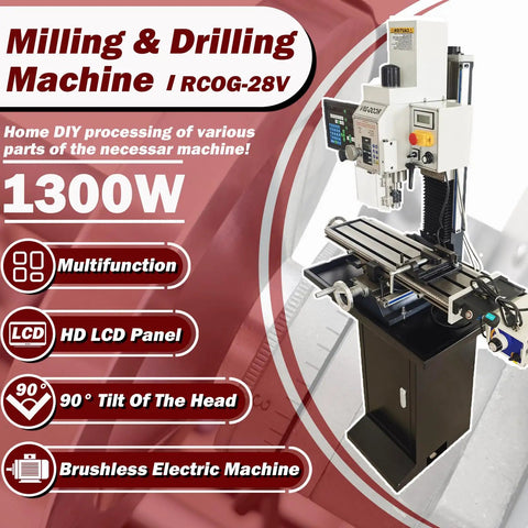 Heavy Duty 1300W Mill Drill Machine Boasts A Crisp DRO Display And A Brushless Motor For Rock Solid Variable Speed Power Feed.