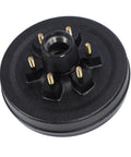 Heavy Duty 6000 Lbs Trailer Brake Drum Kit With 12 Inch Bulletproof Steel Rotors And 6 On 5.5 Bolt Pattern Hub, detailed view of steel hub with bolts.