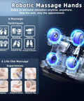 Robotic massage hands with 6 techniques on 4D Massage Chair For Home Relaxation With Full Body Zero Gravity Recliner And 55 Inch SL Track Body Scan 12 Auto Modes Heat Bluetooth App Control Wireless Charging A303C Black