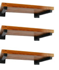 Set Of 6 Heavy Duty Black Shelf Brackets, 12 Inch Metal Wall Mount Floating Shelving Brackets supporting wooden shelves