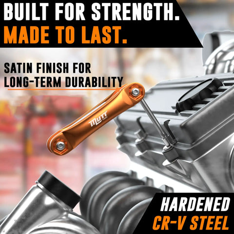 Tamper Proof Star Wrench Set With Hole In The Middle Folding Security Torx Kit next to automotive engine parts