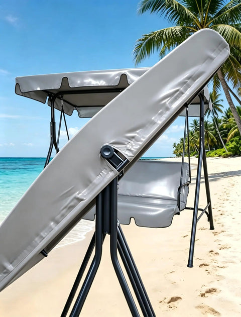 Heavy Duty Swing Canopy Cover For 3 Seat Outdoor Swings Waterproof All Weather Patio Shield Tough As Nails Universal Fit, on beach