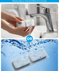 Rinsing filter for 13L Stainless Steel Dog Water Fountain for Large Breeds under faucet, or submerged in water for cleaning.