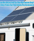 Adjustable Tilt Solar Panel Mount Brackets Aluminum Alloy For Flat Roofs RV Boats And Off Grid Installations Up To 400W Panels 15 To 30 Degree Tilt Mounting Support Silver Mount Only on an RV roof