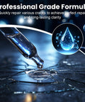 Windshield Chip Repair Kit For Cars, DIY Glass Crack Repair Liquid Set, 2026 Upgrade, close-up of liquid resin drop on cracked glass