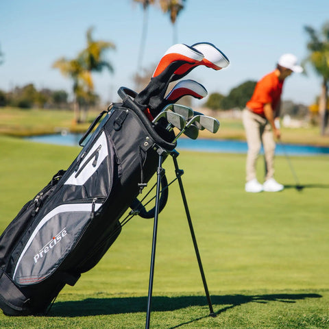 M5 Mens Golf Set With Driver Fairway Wood Hybrid Irons 5 PW Putter Stand Bag And 3 Headcovers All Graphite Shafts on golf course