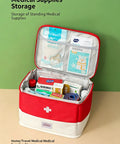 Go To Travel Medicine Bag Organizer For Empty First Aid Kit And Medical Supplies Portable Kit For Travel Car Home Camping Office Hiking Outdoor Use Red Case open with supplies visible
