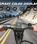 Powerful Askgo Electric Dirt Bike For Adults Teens With 2500W Peak Motor, 36 Mph Top Speed, 65 Mile Range, Dual Brake Off Road Ebike, Water Resistant Fat Tire All Terrain With NFC Unlock Technology handlebar smart color display with speed and battery icons
