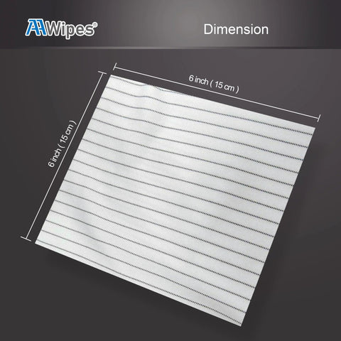 AAWipes cleanroom wipe cloths, front view, 6x6 in, lint-free ESD polyester wiper cloths, 100 pcs