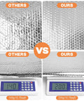 Comparison of Aluminum Bubble Heat Barrier weight: others 140g vs ours 200g for Premium Double Sided Reflective Insulation Roll 23.6 Inch By 10 Foot.