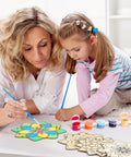 Adult and child painting Lotus Flower Wind Chime Craft Kit For Kids 24 Piece Color Your Own Mandala Windchime DIY set.