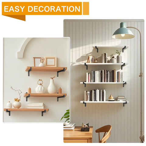 Heavy Duty 6 Pack 8 Inch Shelf Brackets Wall Mounted Industrial Beefy Metal Shelving Supports With Lip for DIY Garage Storage