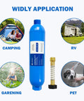 Two Pack RV Inline Water Filter System With Flexible Hose Protectors ideal for camping, RV, gardening, and pet use
