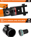 Hydraulic Wire Rope Crimping Tool Kit With 9 Die Sets For 12 AWG To 2/0 AWG Cables and components close-up view