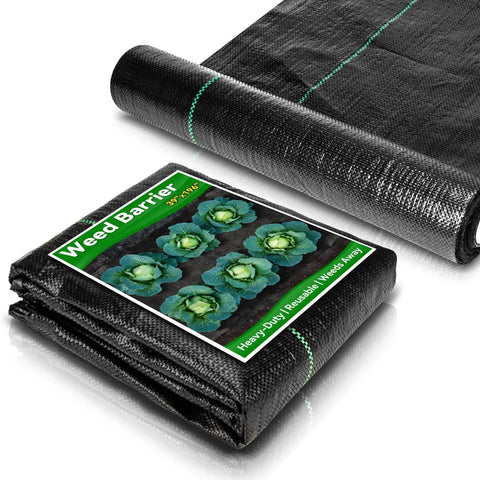 Heavy Duty Weed Barrier Fabric For Gardens And Lawns, 3.2 X 16.4 Ft Premium Landscape Fabric, folded and rolled in image
